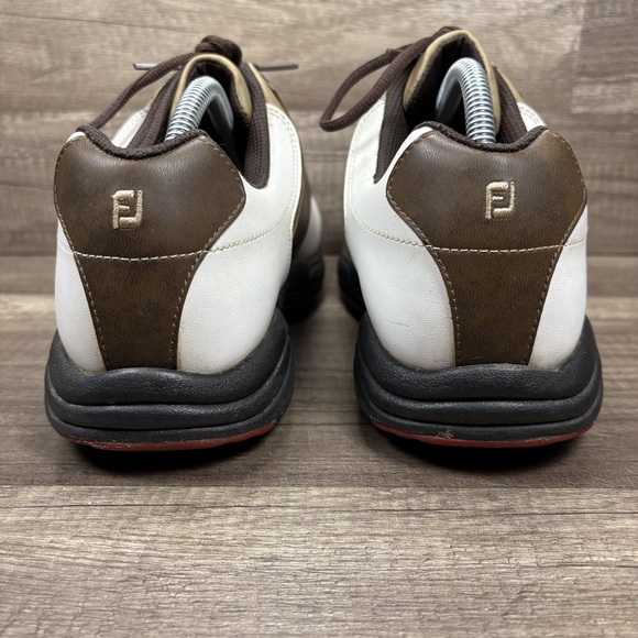 FootJoy GreenJoys White Brown Mens US Size 10 Wide 45307 Golf Shoes - Picture 4 of 9